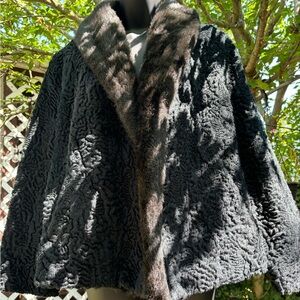 Vintage Montgomery Ward Black Persian Curly Lamb’s Wool Coat.